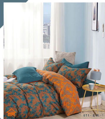 Orange Cyan Matching Jacquard 100% Bawełna Pościel Set Cutom Rozmiar Pokrycie kołdrę