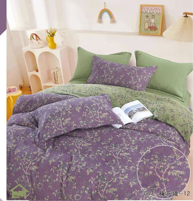 Purpurowy i zielony 100% mytej bawełny Jacquard Weave Bedding Set Rozmiar europejski