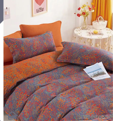 Oranżowy i szary zestaw pościelowy Jacquard z 100% mytej bawełny