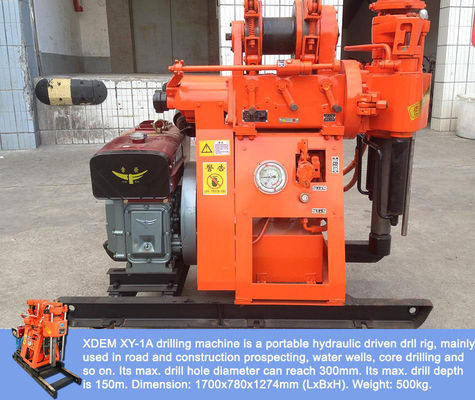 Przenośna XY-1A-4H Geologiczna platforma wiertnicza 150m Hydraulic Feed Rock Coring Machine Zintegrowany silnik wysokoprężny pompa błota do badań budowlanych górskich i płaskich