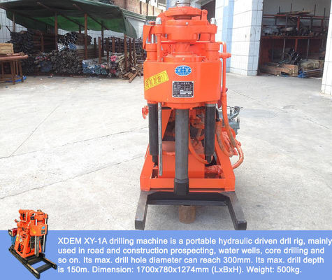 Przenośna XY-1A-4H Geologiczna platforma wiertnicza 150m Hydraulic Feed Rock Coring Machine Zintegrowany silnik wysokoprężny pompa błota do badań budowlanych górskich i płaskich
